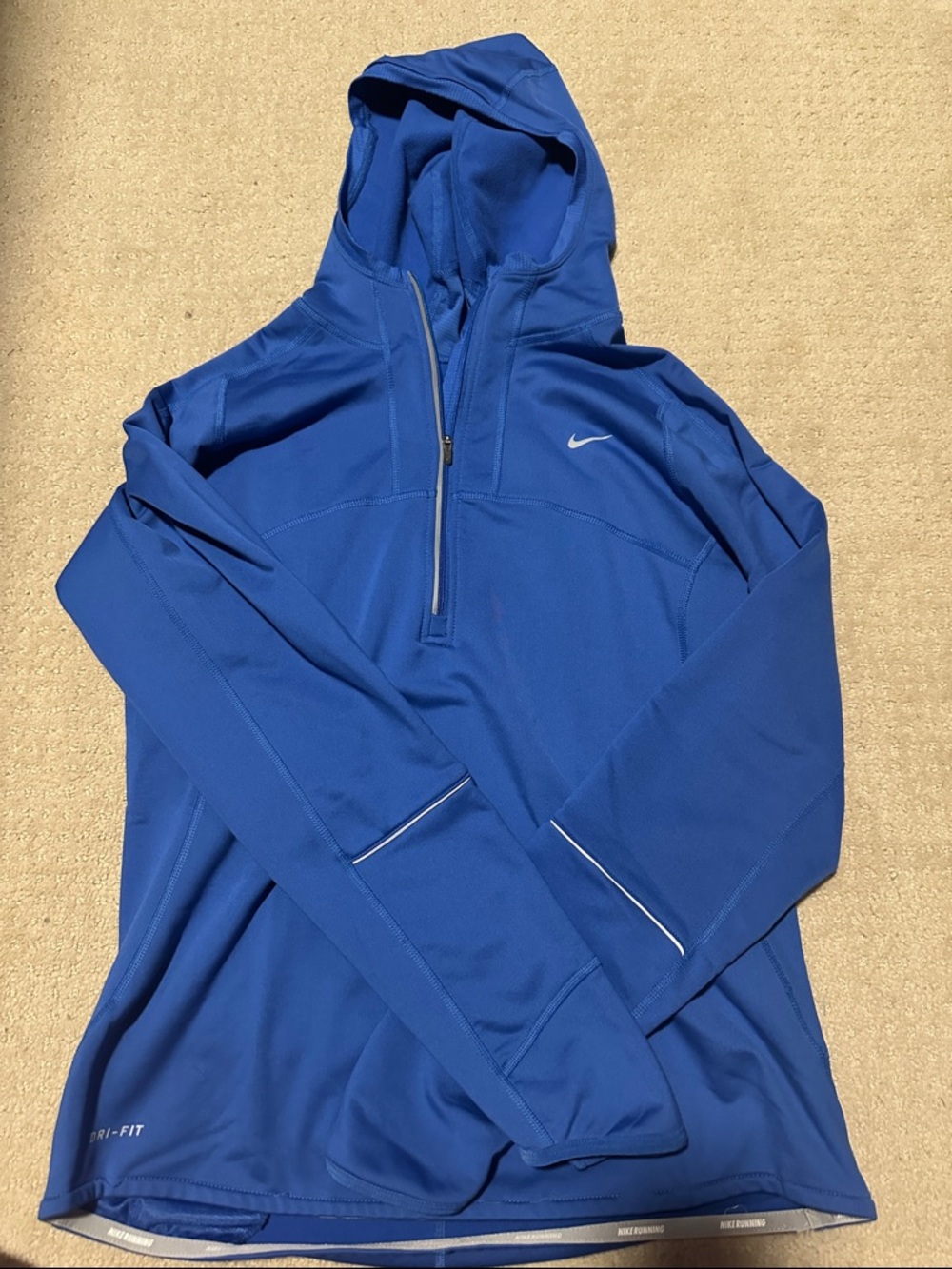 Nike Dri-Fit Blue Half-Zip Hooded Performance Pullover